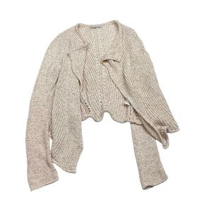 GAP Women's Small Open Front Lightweight Cardigan Beige Cotton Sweater
